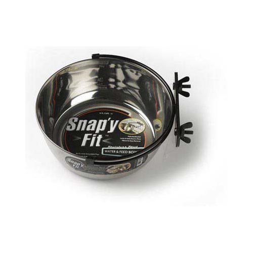 Stainless Steel Snap'y Fit Water and Feed Bowl 2 quart